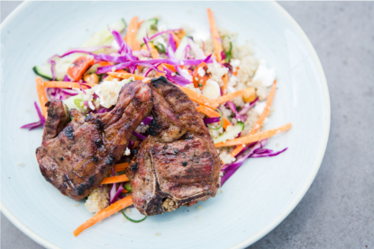 GRILLED LAMB CHOPS WITH QUINOA SALAD each