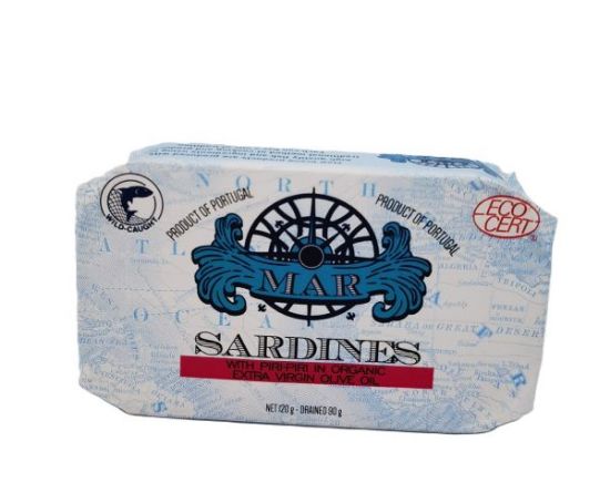 MAR SARDINES IN ORGANIC EXTRA VIRGIN OLIVE OIL 120g