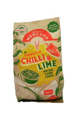 EL BURRO MERCADO CHIPOTLE & LIME NACHO CHIPS 100g