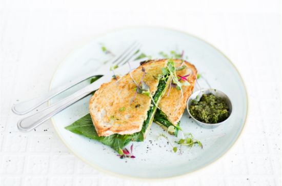 PLANT- BASED TOASTED SPINACH PESTO & CHEESE